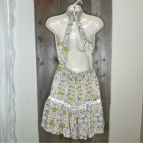 Abel the Label Anthropologie Paisley Floral Tiered Halter Mini Dress size Small - Picture 5 of 12